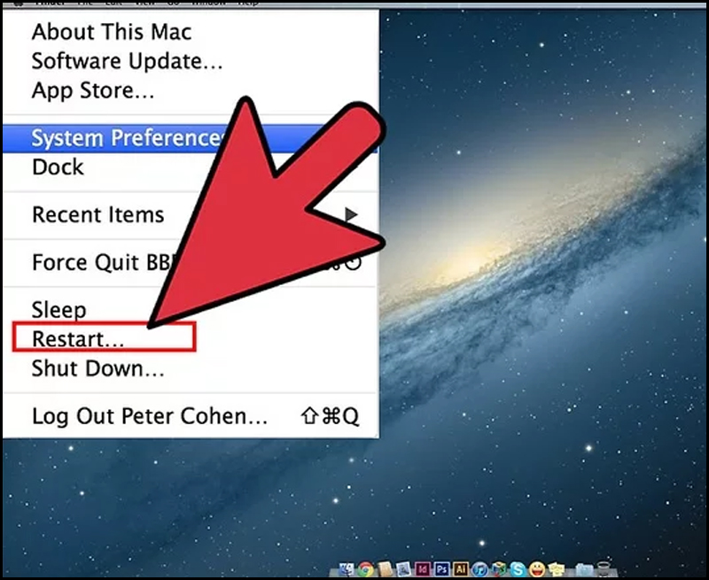 Khởi động lại MacBook cũng là một trong những cách khắc phục việc ổ cứng không xuất hiện